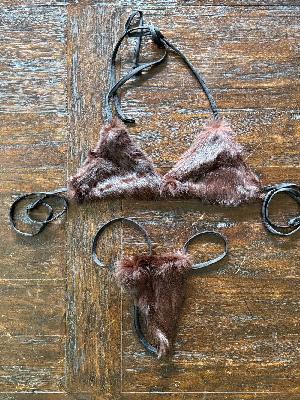 NWOT Alaska Furkini Faux Fur Thong Bikini One Size